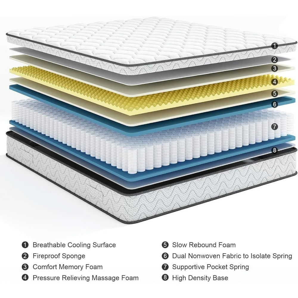 Hign Concerned Hybrid Memory Foam Mattress Pocket Spring