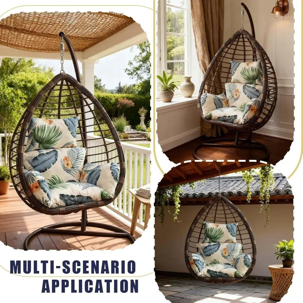 Floral Egg Chair Cushion For Indoor Outdoor Hanging Hammock