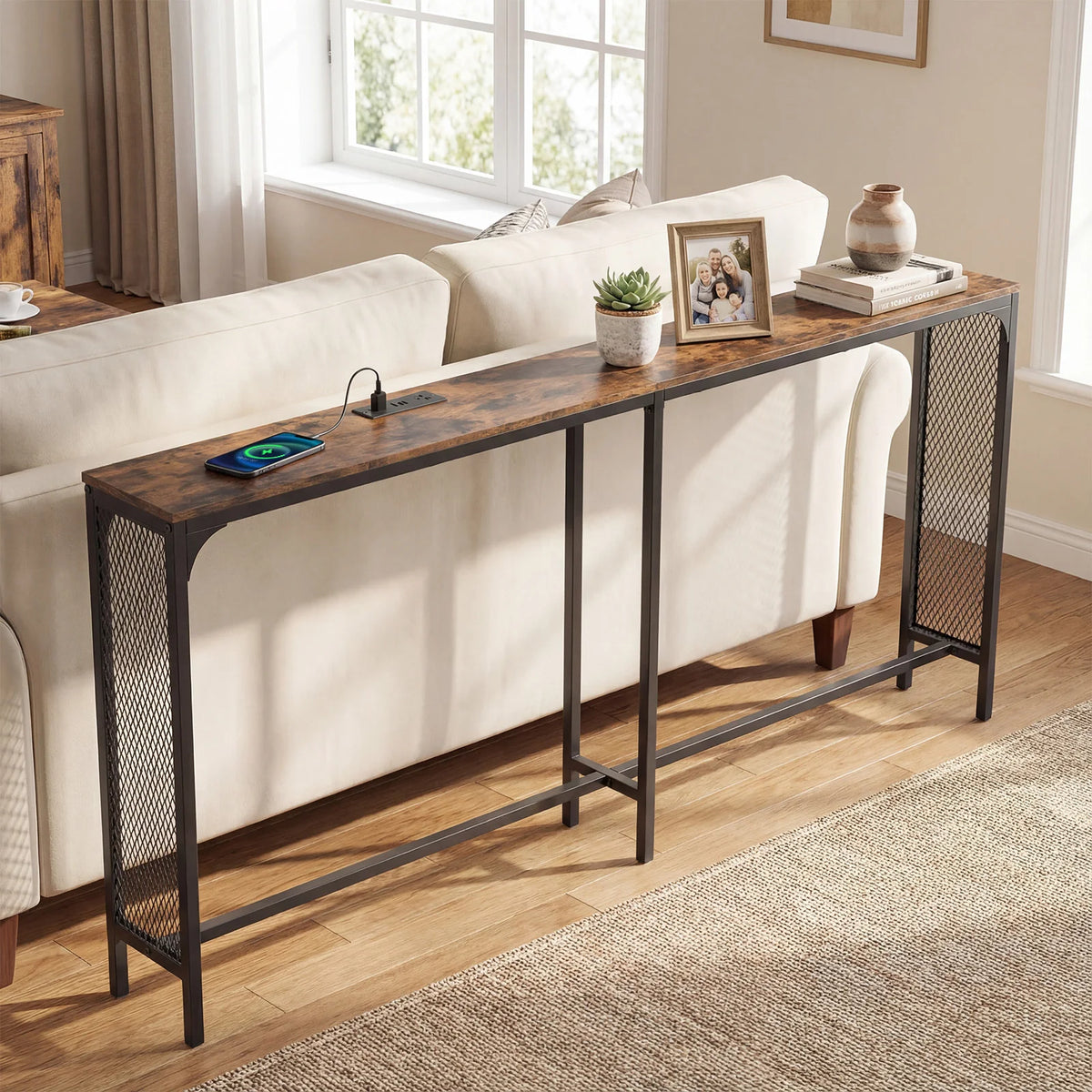 HOMASIS Console Table With Power Outlet For Hallway Foyer